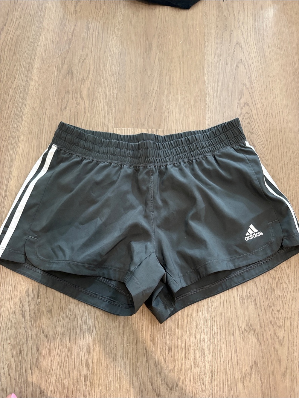 adidas Women's Gray Athletic Shorts with White Side Stripes